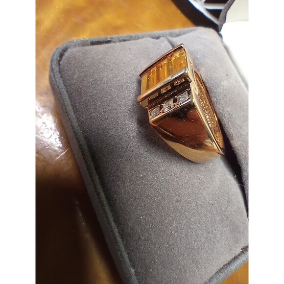 925 Stamped Silver Gold plated Size 7 Ring Citron CZ - Picture 4 of 6